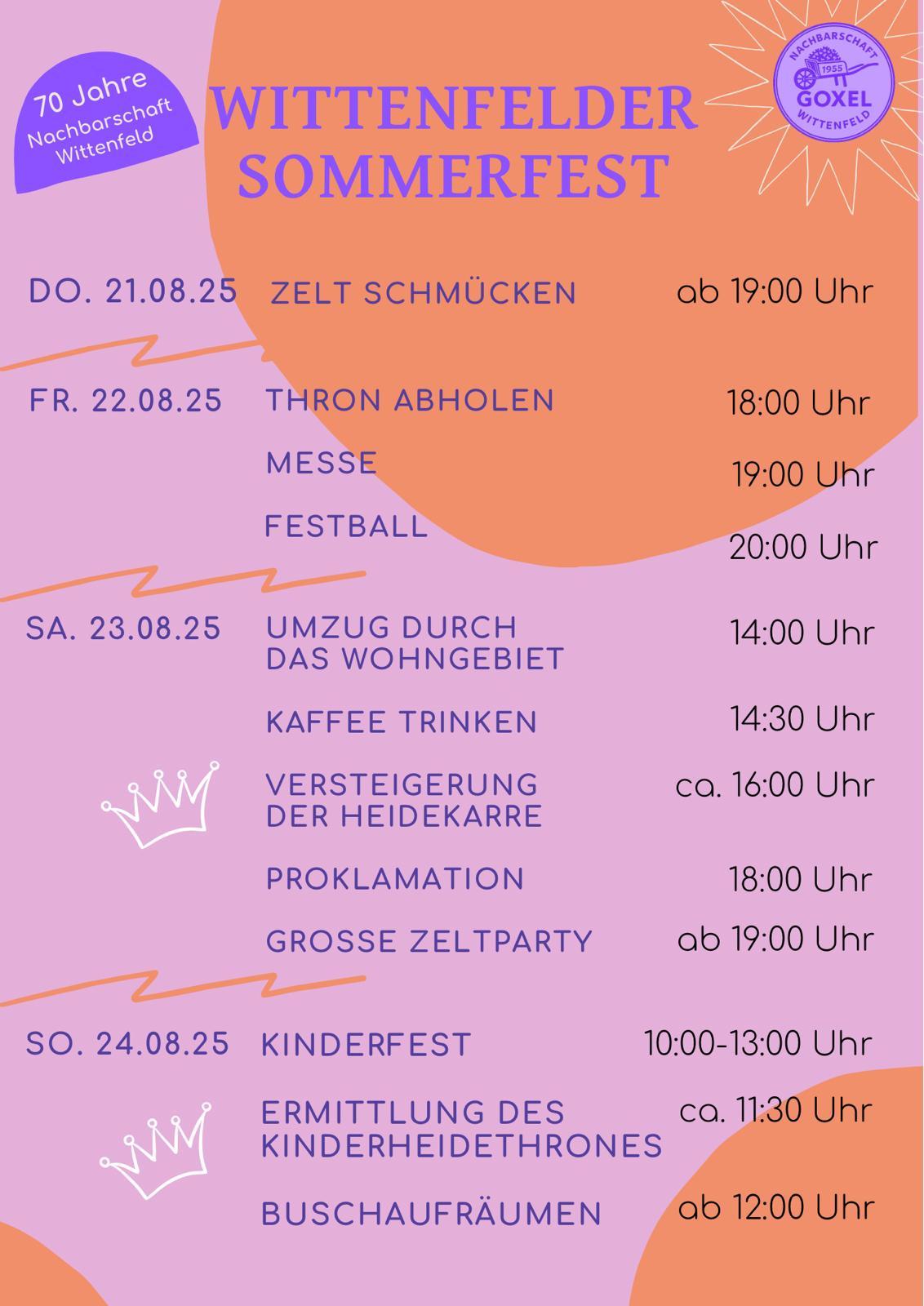 Wittenfelder Sommerfest 2025 – alle Termine im Überblick