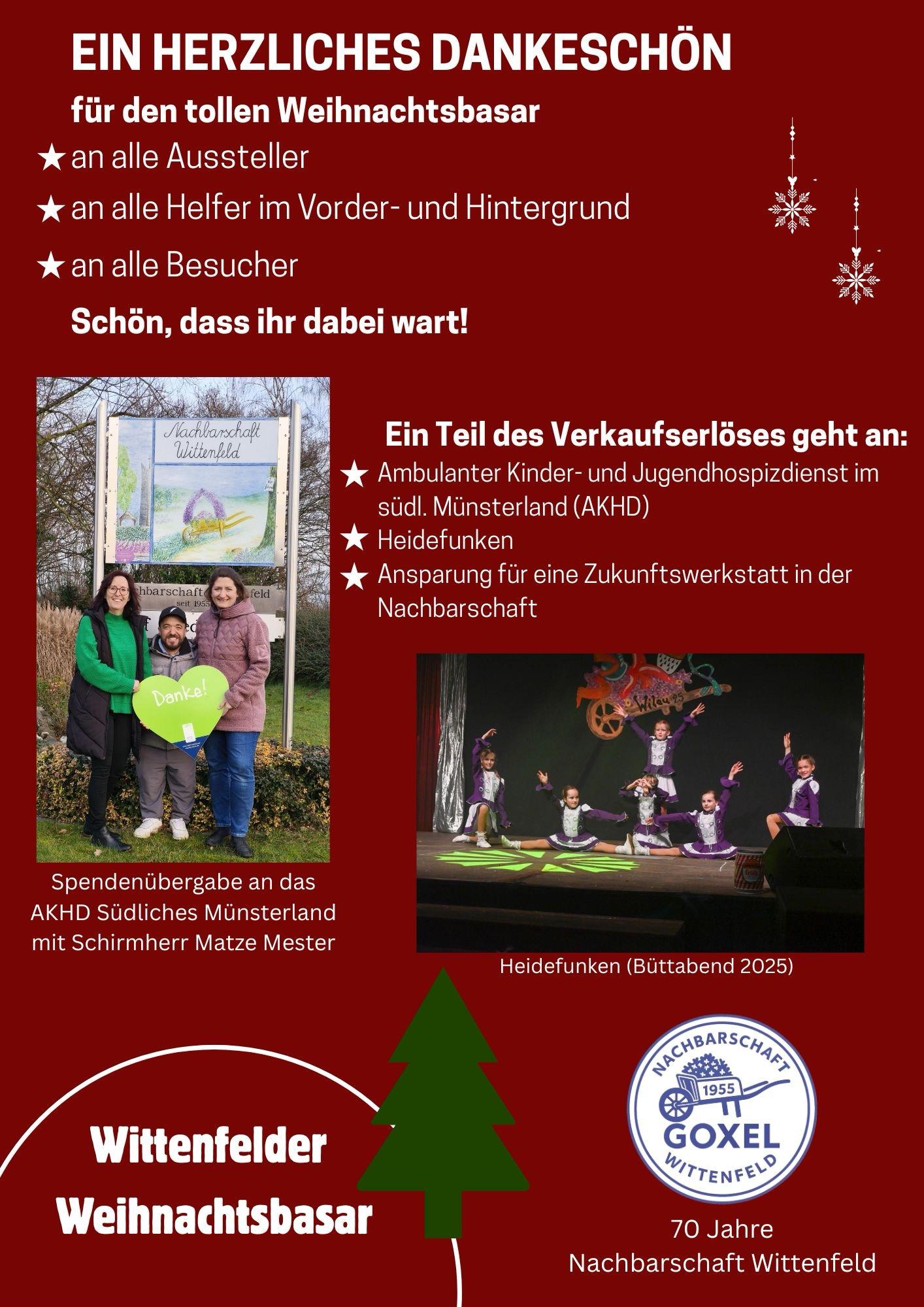 Spendenübergabe Weihnachtsbasar